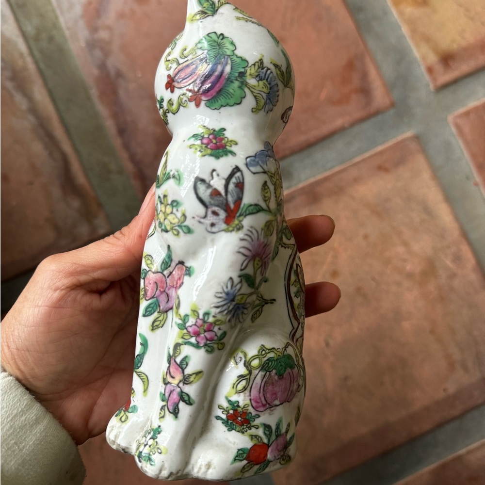 Vintage Famille Rose Imari Porcelain Hand Painted Cat - Picture 3 of 7